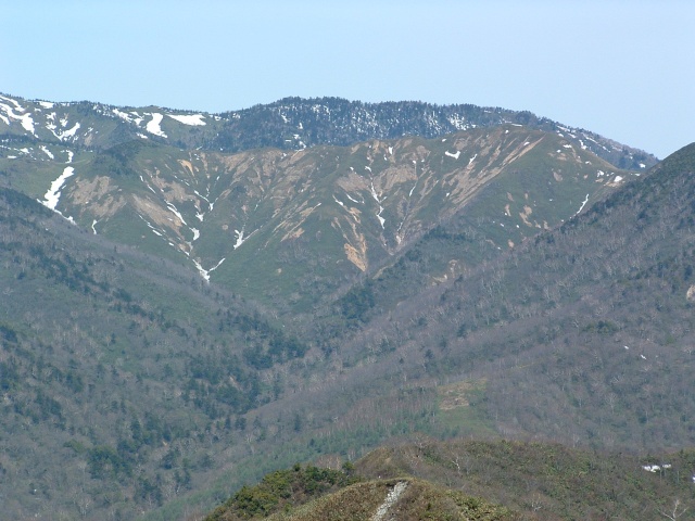 The mountains of the remaining snow.
